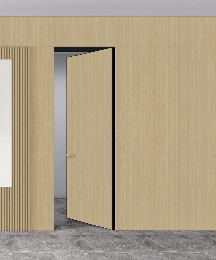 A timber door with a very slim frame