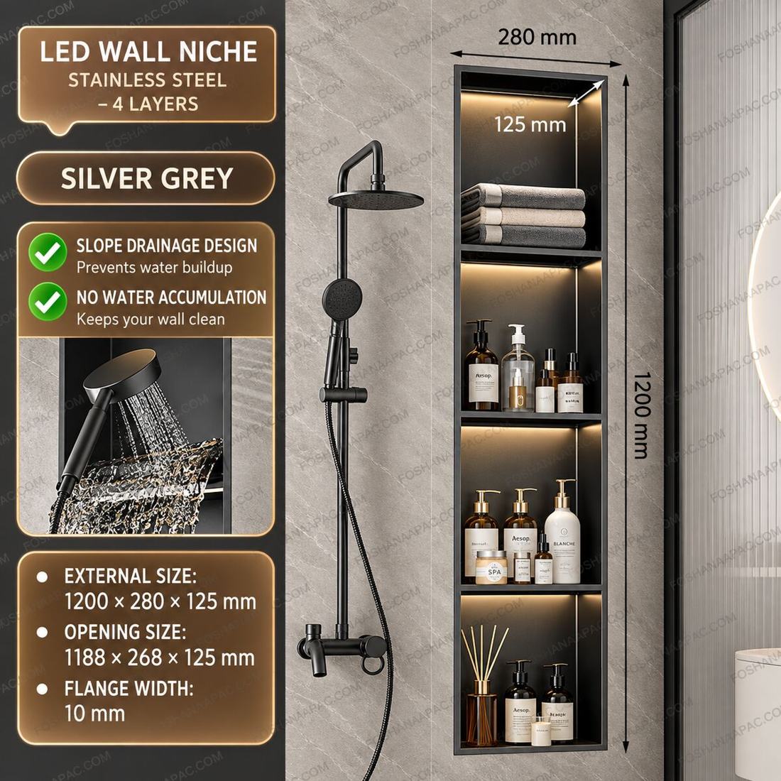 Stainless steel wall niche 17