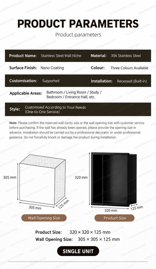 Stainless steel wall niche 19