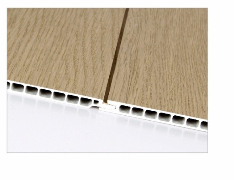 Close view of the recessed joint between two panels
